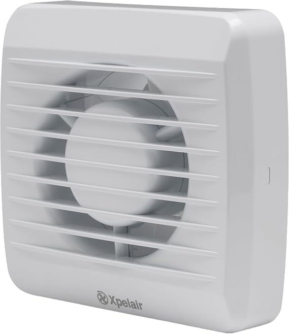 Xpelair VX100T-SP Standard 4"/100mm Bathroom Extractor Fan with Timer, for Wall And Ceiling Fitting, Bathroom Fan in Cool White