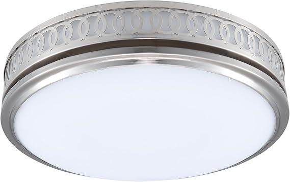 Good Housekeeping 91024 Sydney Decorative 110 CFM 2.0 Sones Bathroom Ventilation Exhaust Fan with Light, Brushed Nickel (LED Bulbs Included)