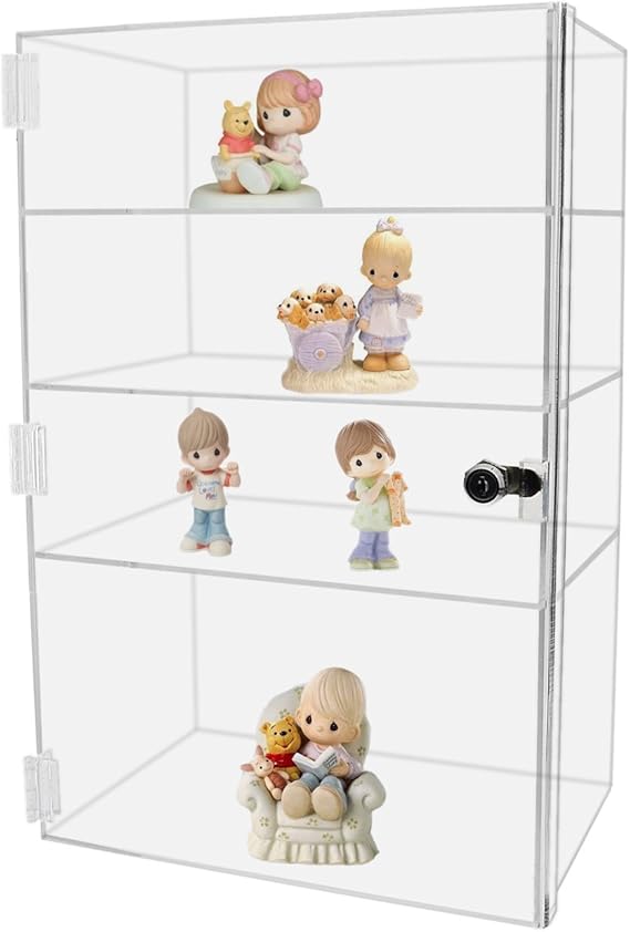 Acrylic Display Cabinet Premium Clear Vertical 12" x 8" x 19" Three Fixed Shelves No Assembly Retail Countertop Showcase by Marketing Holders