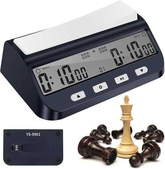 Digital Chess Clock Timer, Professional Multi-Functional Portable Board Game Timer with Large Buttons, Bonus, Delay, Byo-Yomi & Memory Setting, Leap Chess Clock for Tournament, Go, Chinese Chess