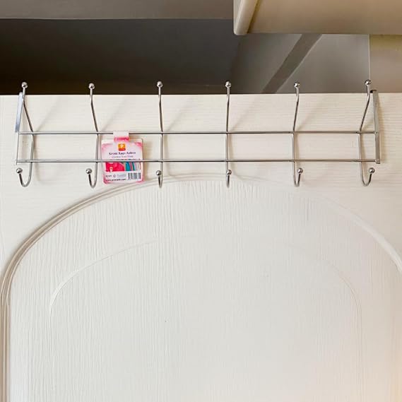 12'li Krom Kapı Arkası Askılık - 50 cm Genişlik, Vidasız Matkapsız Kapı Üstü Askı, Çok Amaçlı Elbise, Mont, Çanta Düzenleyici, Krom Kaplama Banyo, Mutfak, Oda Askılığı