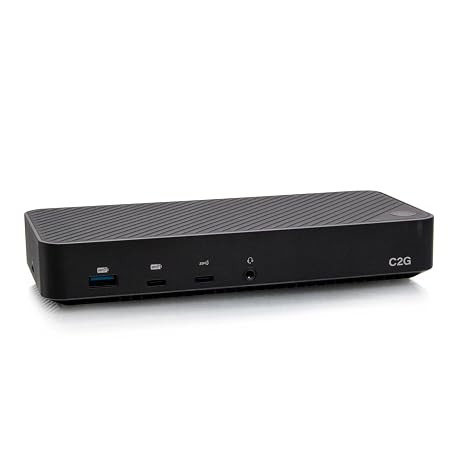 C2G USB-C 11-in-1 Hybrid DisplayLink and DP Alt Mode Triple 4K Docking Station with HDMI, DisplayPortTM, Ethernet, USB, 3.5mm Audio and Power Delivery up to 100W