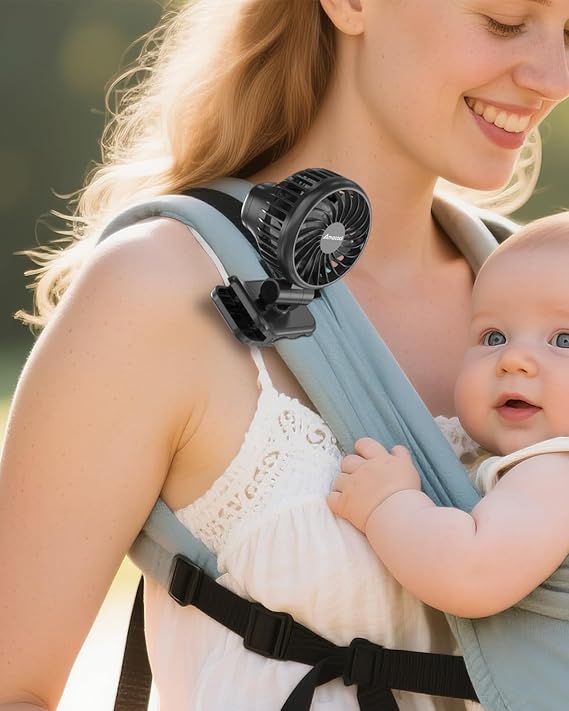 AMACOOL Mini Baby Fan with Clip for Carrier Stroller, Ultra Light 0.24 lb