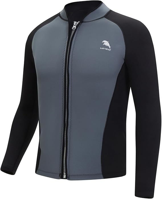 Freebily Adult 2mm Neoprene Swim Coat Mens Long Sleeve Wetsuit Jacket for Surfing Kayaking Paddling