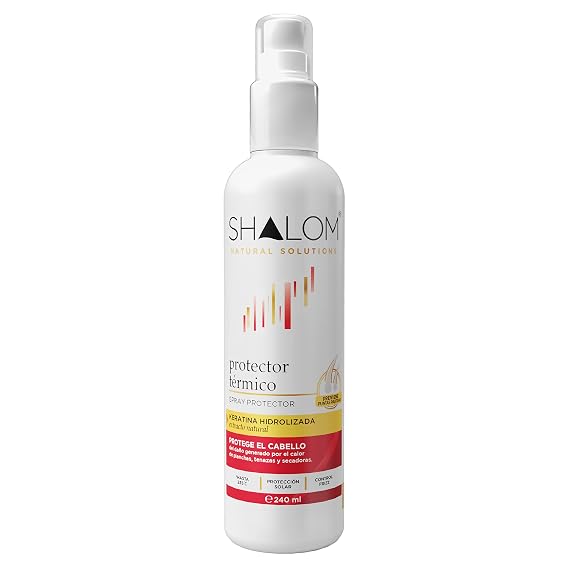 SHALOM Thermal Shield Heat Protecting Spray with Hydrolyzed Keratin, Protects Hair from Heat Damage, Up To 455F. Salt, Sulfate and Paraben Free, 8 fl oz