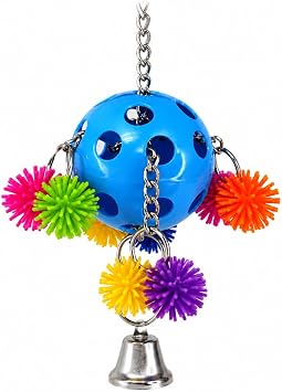 Bonka Bird Toys 2304 Spikey Rainbow Pull 8" by 5", Medium Parrot, Pull Tug Puzzle Cage Toy, Conures, Pionus, Quakers, and Similar Birds