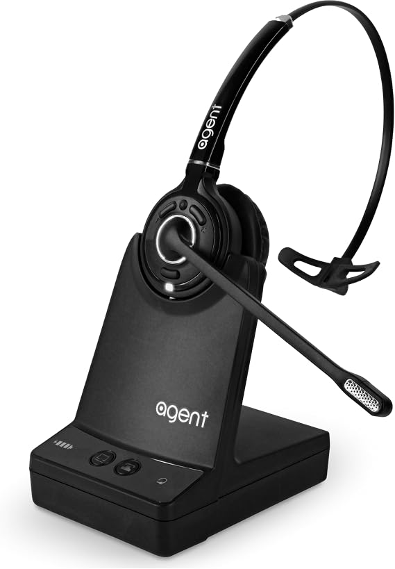 TruVoice AW50 Wireless Dect Headset with EHS for Remote Answering for Polycom/Poly VVX210 250 310 400 410 500 600 1500 IP320 321 330 331 335 430 450 550 560 650 670 Dual Connectivity (Phone and PC)