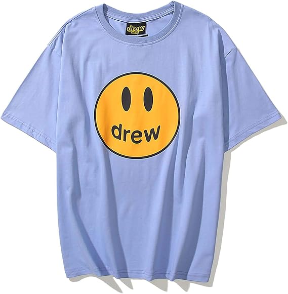 Drew House T Shirt Bieber Smiley Face Fashion Pure Cotton Shirts Loose Casual Tee for Teens Youth