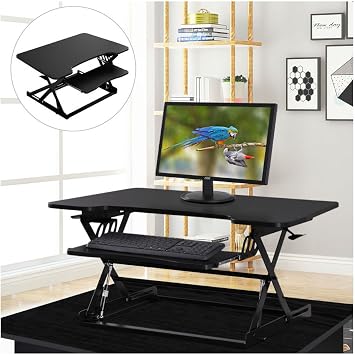 Ergonomic Height Adjustable Standing Desk Sit Stand Desk Desk Top Desk Riser BLK