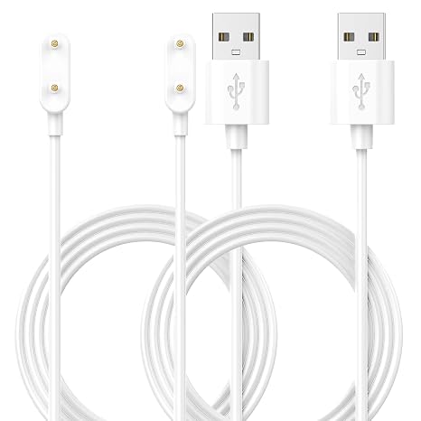 2PCS Charger Compatible for Huawei Band 8/7/6/6 Pro Smartwatch Replacement USB Cradle Cord Charging Cable Dock for Huawei Watch Fit/Fit 2/Fit New/Fit Mini Smartwatch Accessories (White + White)