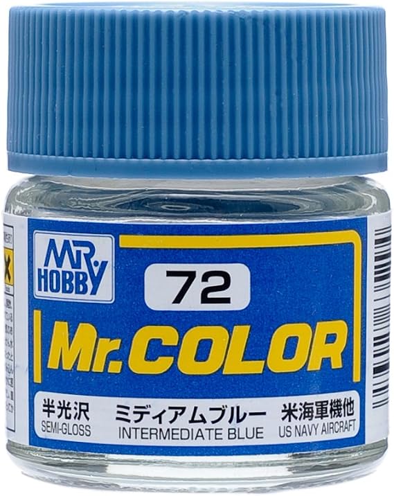 GSI Creos - C72 Semi Gloss Intermediate Blue (10ml), Mr. Hobby Mr. Color Acrylic Paint