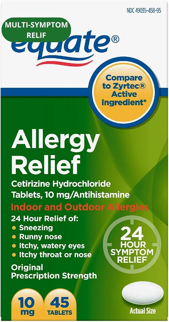 24 Hour Allergy, Cetirizine Hydrochloride Tablets, 10 mg, 45 Count (Pack of 1)