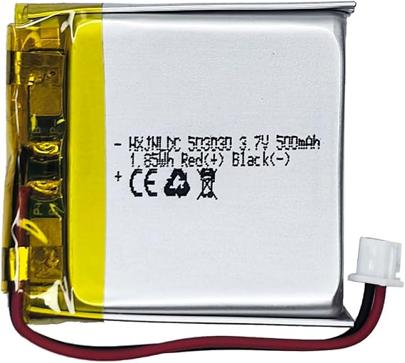 DC 3.7V 500mAh 503030 Rechargeable Lithium Polymer Battery, Suitable for DIY 3.7-5V Electronic Products with Built-in 2-Wire Battery Replacement and LED Lights