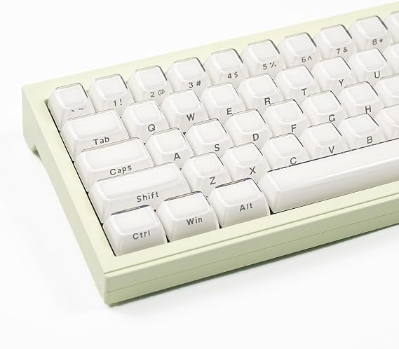 White Crystal Jelly Keycaps, Custom Side Printed Keycaps,113 Keys Translucent OEM Profile Keycap Set, Cute Shine Through Keyboard Caps for 61/68/84/87/98/100 Cherry MX Keyboard Mechanical
