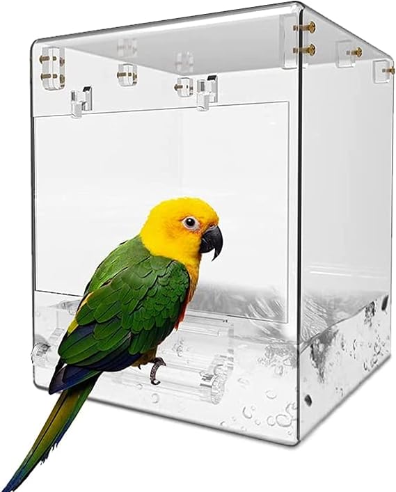Powerful Bird Bathtub Transparent Bird Bath for Cage Parakeet Bath 6.4x5x5