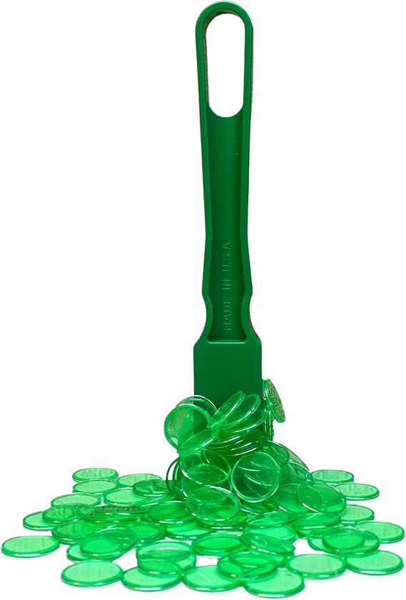 MR CHIPS Made in USA Magnetic Wand Plus 100 Bingo Green
