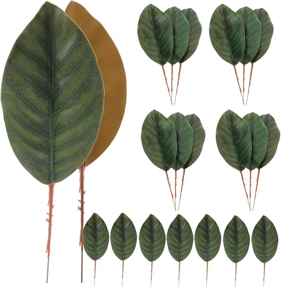 Didiseaon Plastic Magnolia Leaves Artificial Leaves Small 30 Pcs Green