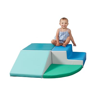 SoftScape Toddler Playtime Corner Climber, Indoor Active Play Structure for Toddlers and Kids, Safe Soft Foam for Crawling and Sliding 4-Piece Set - ContemporaryGreen, 11619-CTGN
