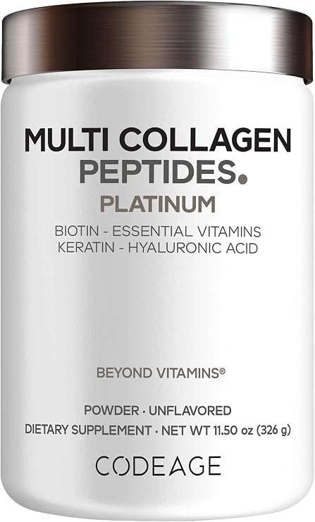 Codeage Multi Collagen Powder, Biotin 10000mcg, Keratin, Unflavored, 11 oz
