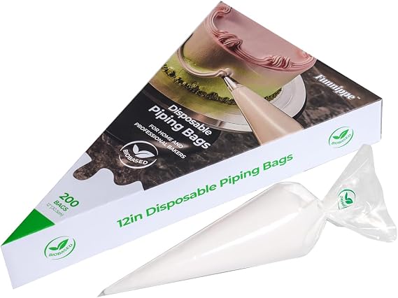 Bio Base Disposable Pastry Bags 12" Eco-Friendly Cake Decorating Pastry Bags Burst Proof Pack of 200