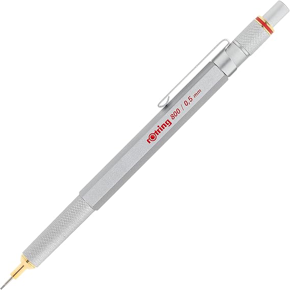 rOtring 800 Retractable Mechanical Pencil, 0.5mm, Silver Metal Barrel - For Drafting, Engineering, Architecture Professionals