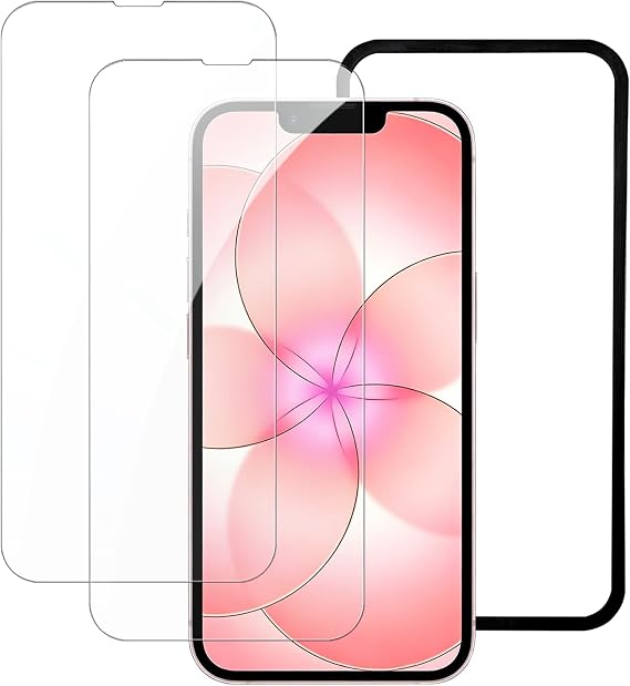 EziStorm Compatible with iPhone 17e Glass Film, iPhone 17e/16e/14/13/13 Pro, with Guide Frame, Zero Bubbles, 2 Screen Protectors + 1 Positioning Framework, Impact Resistant, High Light Transmittance