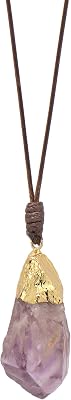 Paialco Natural Crystal Amethyst Quartz Stone Pendant Necklace for Women