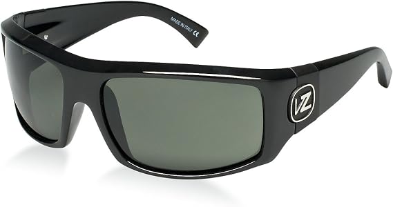 VonZipper Clutch Unisex Rectangular 55mm Sunglasses - Black Gloss/Grey Polarized