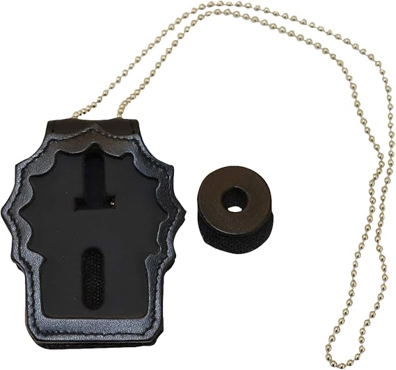 NYPD Detective Badge Clip Holder with Pocket and Chain (Cutout PF225)