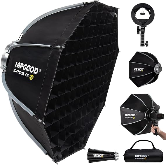 23.6"/60cm Bowens Mount Softbox, S-Type Bracket Handheld Soft Box