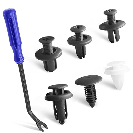 120 PCS Car Bumper Retainer Clips, Plastic Rivets Screws Push Pins Automotive Fender Clips, 6 Popular Sizes of Body Clip Compatible with GM Toyota Honda Chrysler, 1 Fastener Removal Tool