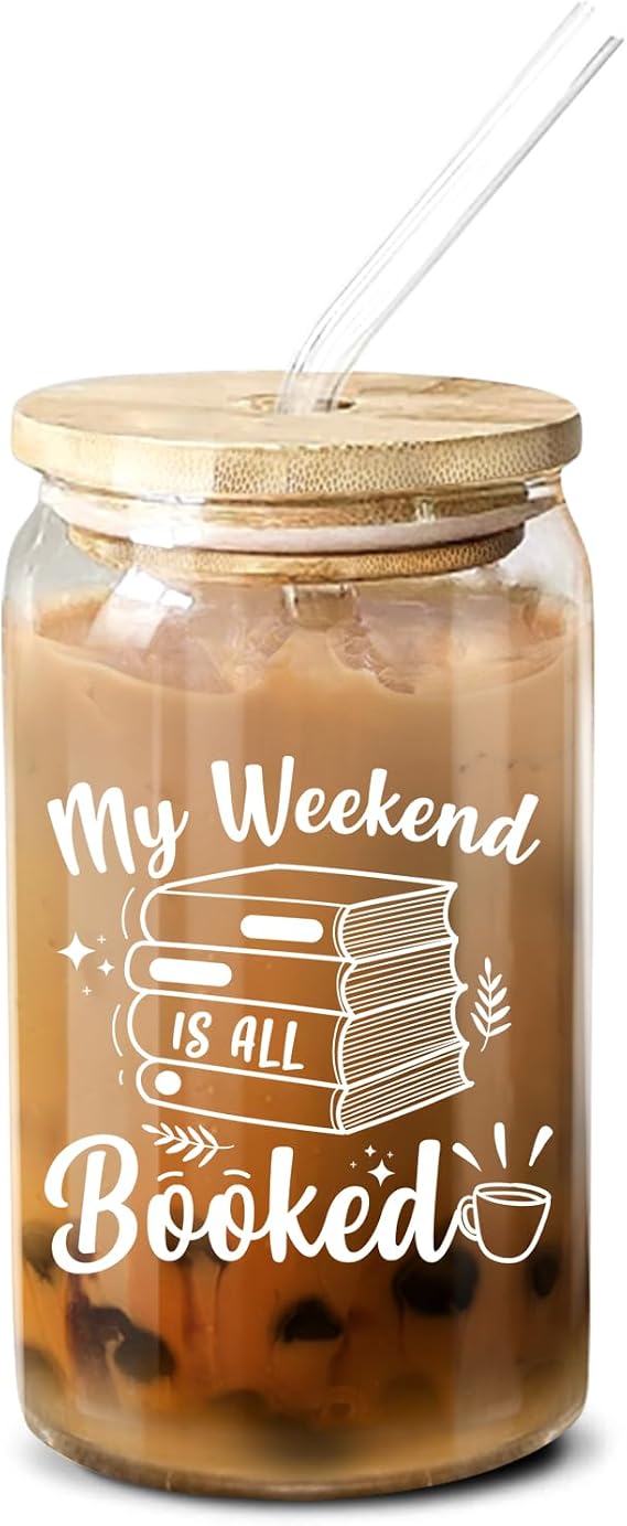 NewEleven Gifts For Book Lovers - Book Lovers Gift For Women, Her, Friends - Bookish Present For Writers, Readers, Librarians, Bookaholics, Bookworms 16 Oz Coffee Glass