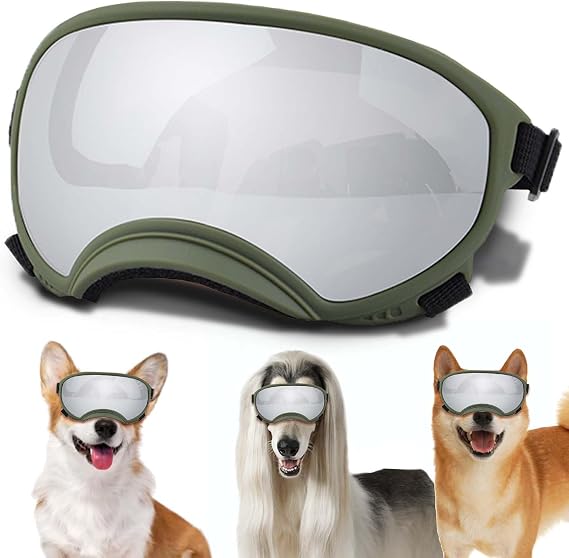 Dog Sunglasses, Dog Goggles with Adjustable Strap, UV Protection, Windproof, Suitable for Small Medium-Dogs, Dogs Eyes Protection