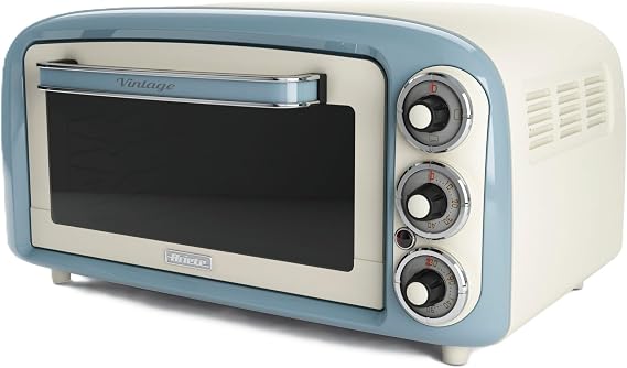 Ariete Vintage Oven Blue 0979/05 - Pizza Oven, 1380 Watt, 18 Liter Capacity, 3 Cooking Functions, Stainless Steel Hopper, 60 Minute Timer, Double Glass, Temperature Up to 230°C, Easy Cleaning [Energy Class A]
