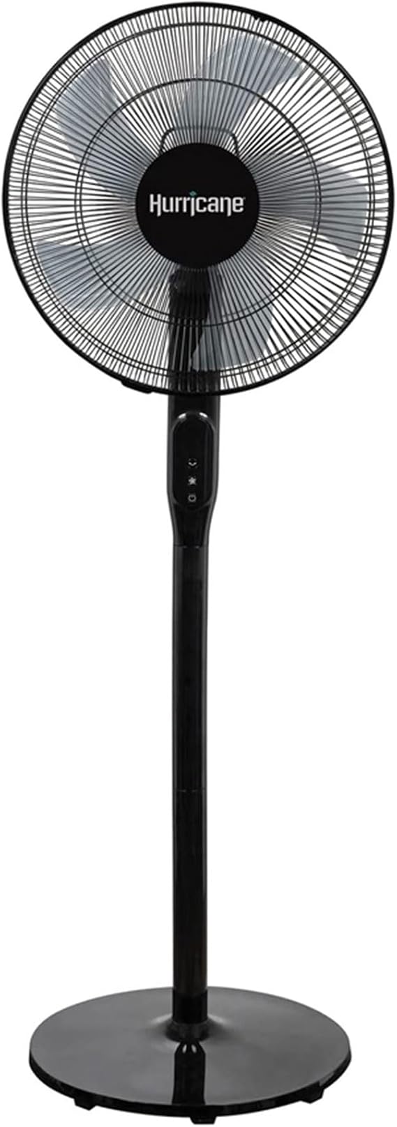 Hurricane Oscillating Pedestal Fan with Remote & 12 Speeds, Black, 16in