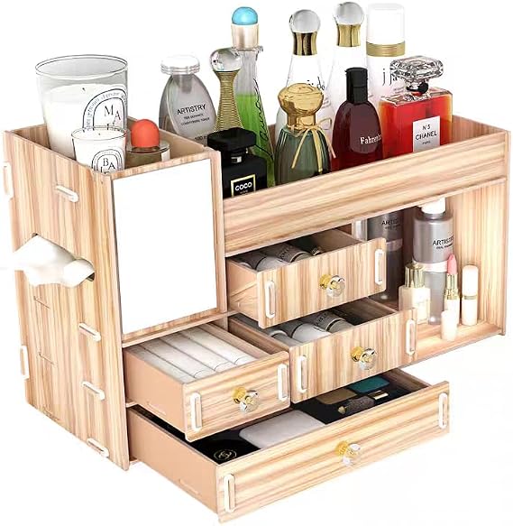 LAMZ Bamboo Bathroom Counter Organizers and Storage for Vanity Countertop or Dresser Top
