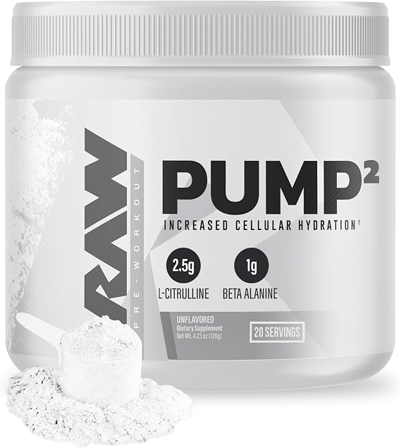 RAW Pump2 Pre Workout | Glycerol Pump Pre Workout Supplement, Pair Pump Supplement for Best Results Or Any Preworkout Powder | Enhanced Hydration and Boost Energy | Unflavored (20 Servings)