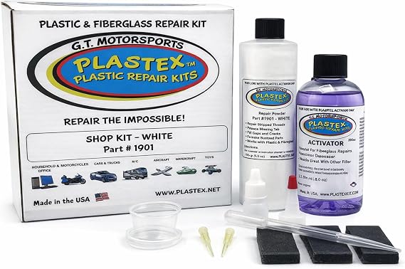 Plastex Plastic Repair Kits - Easily Glue, Repair or Remake Broken Plastic, Fiberglass, Wood & More!. (XL White Kit)