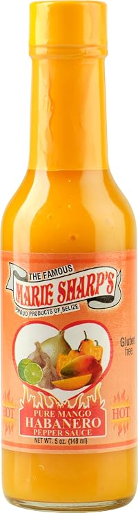 Marie Sharps Mango Habanero Pepper Sauce, 5 oz Sweet & Spicy Belizean Hot Sauce with Real Mango All-Natural, Gluten-Free