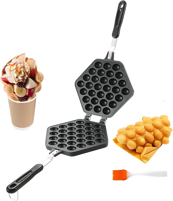 MYFULLY Bubble Waffle Maker | Aluminum Alloy Eggettes Pan Double-sided For Home Kitchen Use