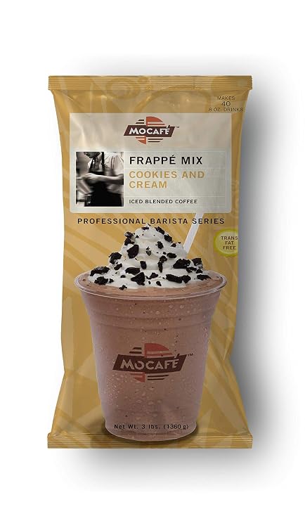 MOCAFE Cookies and Cream Frappe Mix with Coffee, 3lb bag