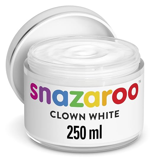 Snazaroo Face and Body Paint, Clown White, 250ml | Non-Toxic Hypoallergenic Safe Facepaint for Halloween, Cosplay Costumes, Dress Up, Parties and Festivals