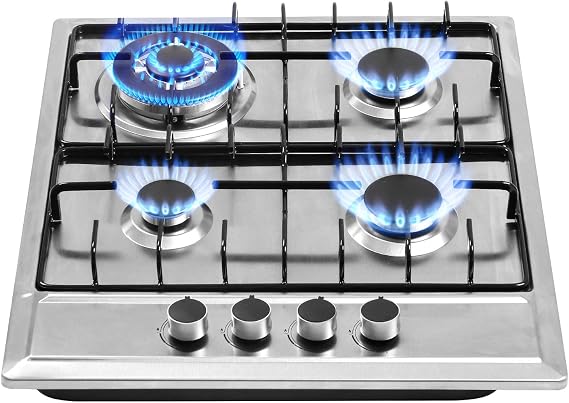24x20 Built in Gas Cooktop 4 Burners Stainless Steel Stove with NG/LPG Conversion Kit Thermocouple Protection and Easy to Clean (20Wx24L)