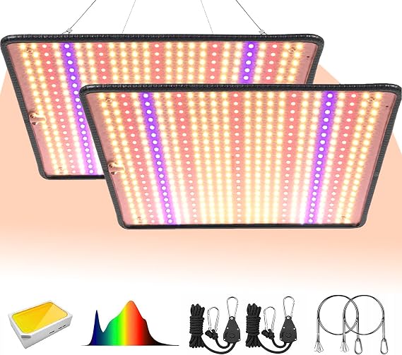 GREENSINDOOR LED Plant Grow Light, 36 W, Ultra Thin, 500 LEDs, Full Spectrum, Indoor Cultivation, Ornamental, Hydroponics, Succulent, LED Panel, Hanging Accessories Included