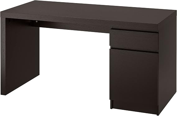 IKEA MALM Desk, 140x65 cm, Black-Brown