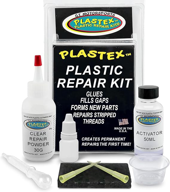 Plastex Plastic Repair Kits - Easily Glue, Repair or Remake Broken Plastic, Fiberglass, Wood & More! (Standard Clear Kit)