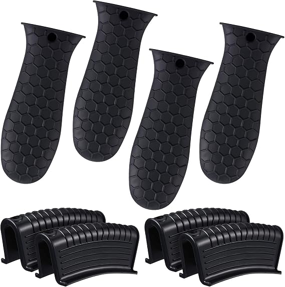 Patelai 8Pcs Silicone Cast Iron Handle Cover,Black