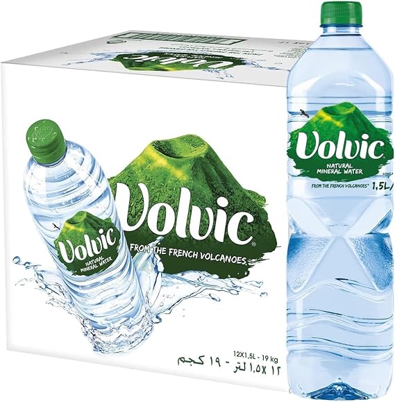 Volvic Natural Spring Water, 1.5- Liter Bottles (Pack of 12)