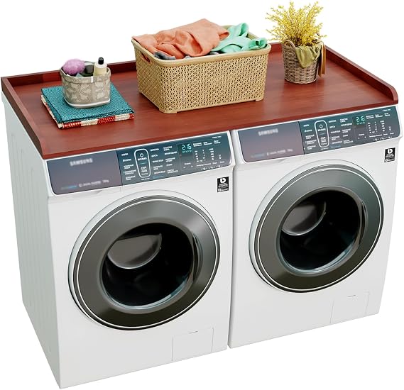 Washer Dryer Countertop Solid Wood,Washer and Dryer Countertop,with Edge Rails,Laundry Room Essentials, Suitable for Laundry Room Storage,Protect Washer and Dryer Covers for The Top