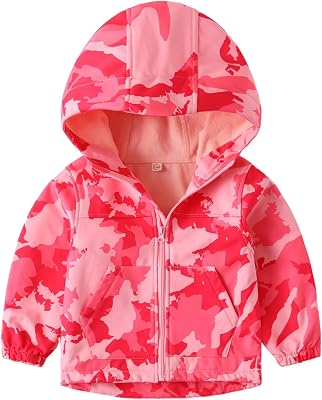 Toddler Boys Girls Fleece Lined Jacket Zip Up Hoodie, Camouflage Outerwear Windbreaker Spring Fall Jackets for Kids
